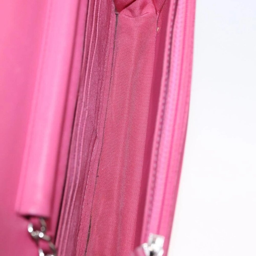 CHANEL Chain Shoulder Bag Leather Pink Silver CC - Picture 9 of 16